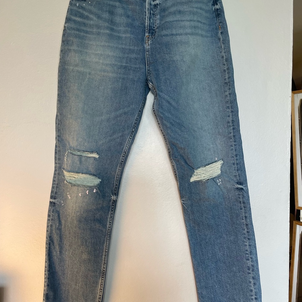 Hudson HOLLY high-rise straight leg jeans - distressed